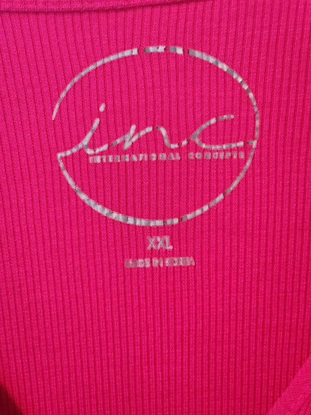 INC International Concepts Fuchsia V-Neck Ribbed Tee Size XXL - Picture 7 of 10